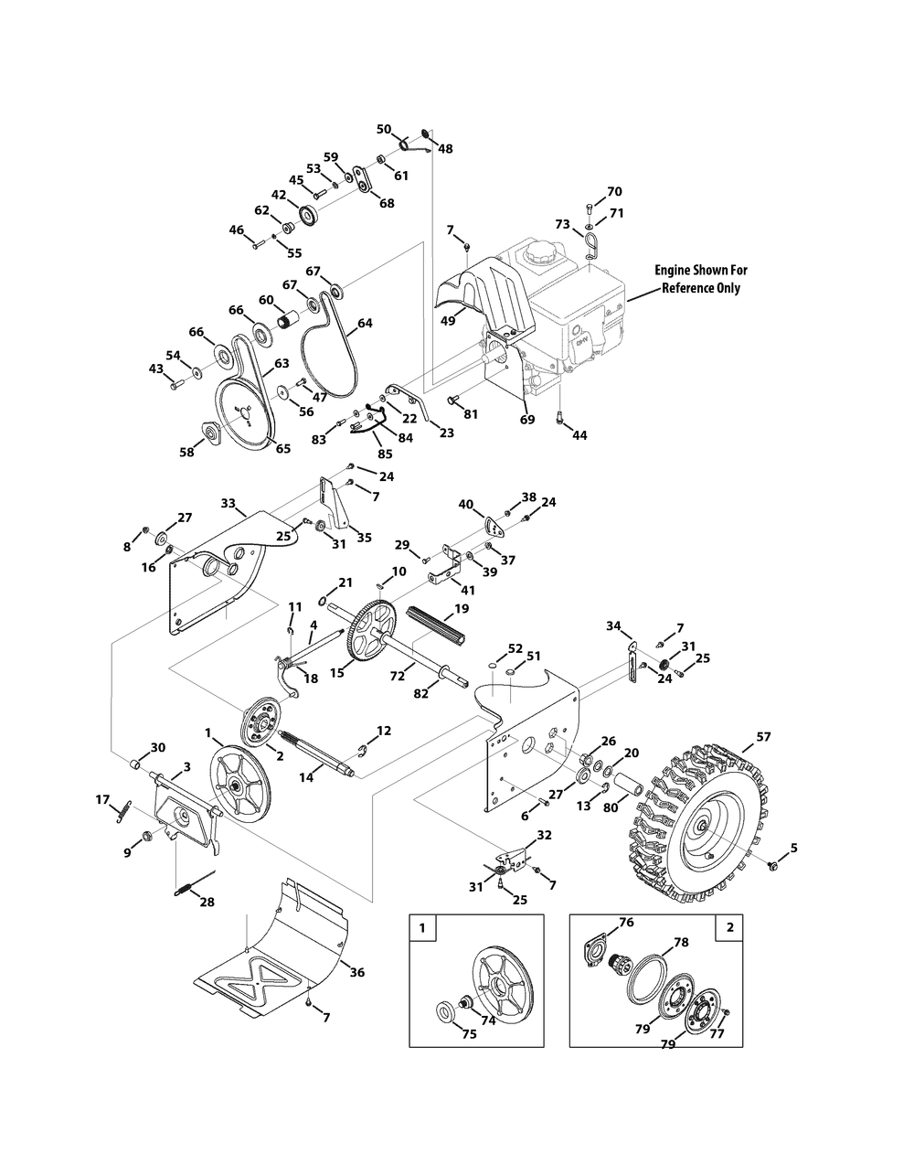 Drive System Diagram and Parts List for 2X524WE (31AM63SR710-31AM63SR713-31AM63SR756)(2015) Cub Cadet Snow Blower